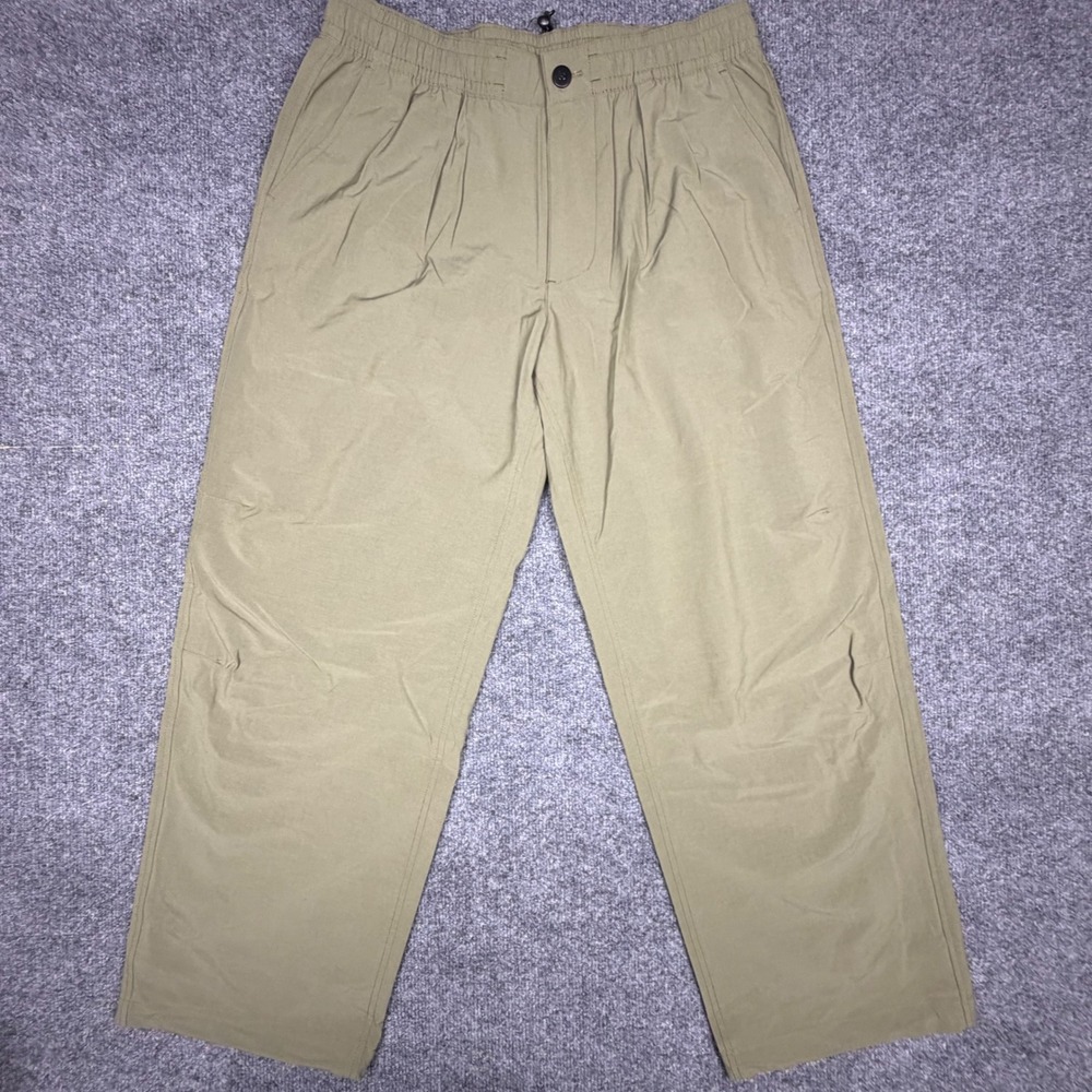Only NY Mens Technical Track Pants Olive Green Elastic Waist Bungee Hem Medium